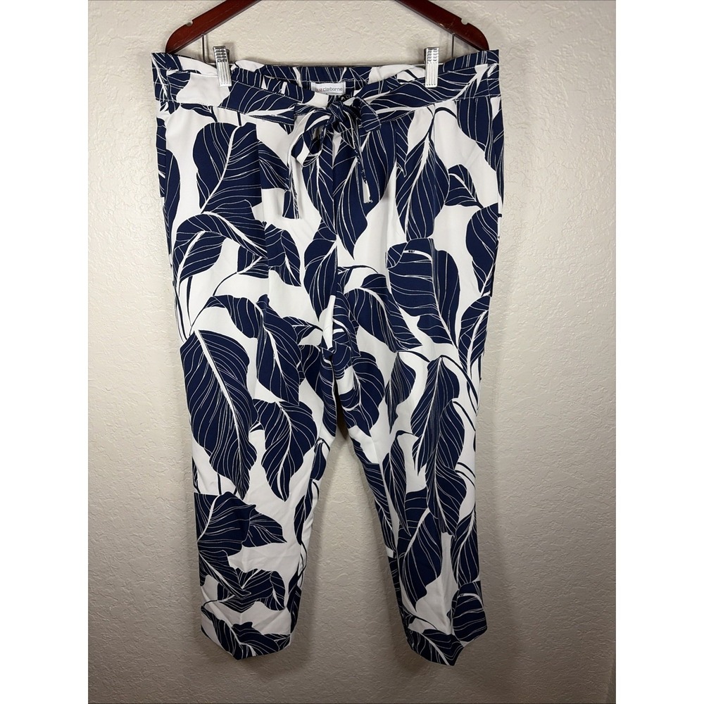 Liz Claiborne American Navy Leaves Crop Pants - Womens 14